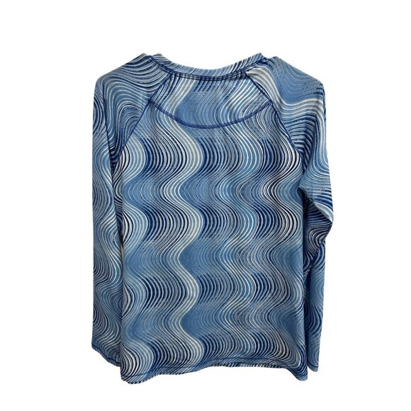 Reel Legends Womens Keep-It-Cool Long Sleeve Shirt M Blue Wave Print - Picture 2 of 8